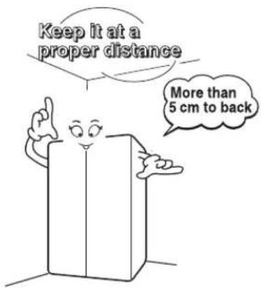 Keep it at a proper distance More than 5 cm to back