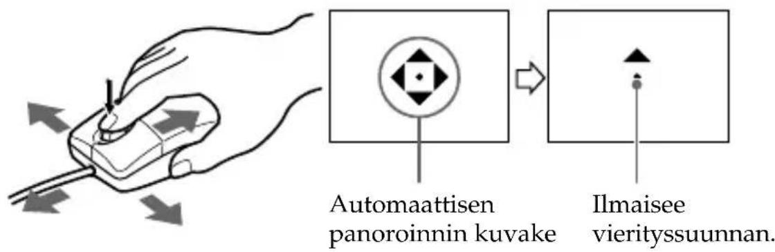 Automaattisen panoroinnin kuvake Ilmaisee vierityssuunnan.