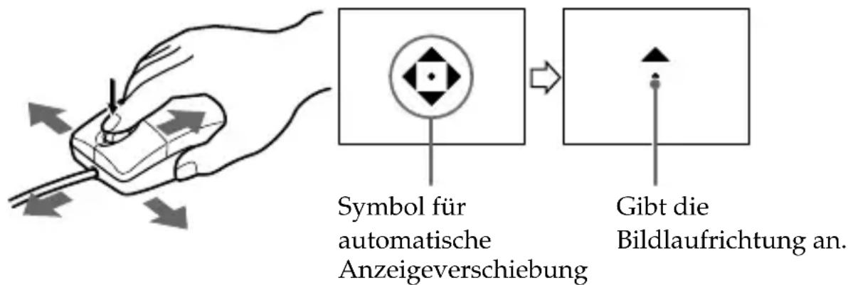 Symbol für automatische Anzeigeverschiebung Gibt die Bildlaufrichtung an.