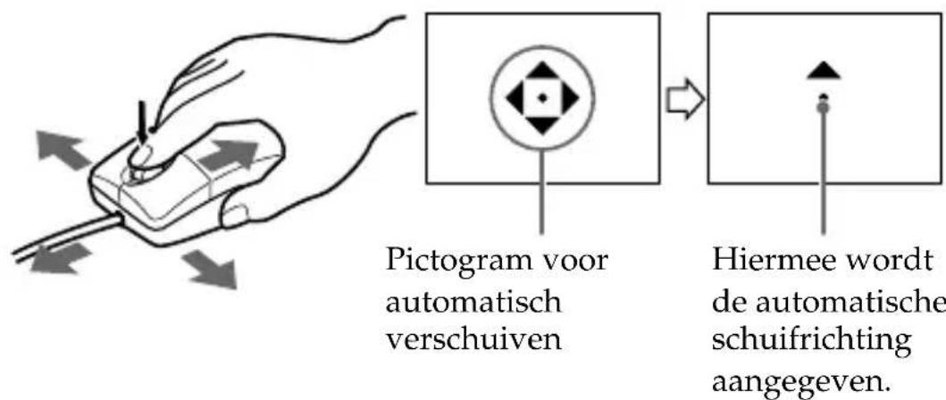 Pictogram voor automatisch verschuiven Hiermee wordt de automatische schuifrichting aangegeven.