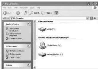 Screenshot of a Windows system interface showing disk driver selection options including WIND, Devices with Renewable Storage, and D-RW Drive.