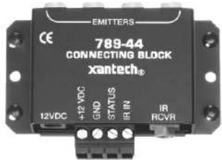EMITTERS 789-44 CONNECTING BLOCK xantech® 12VDC +12 VDC GND STATUS IR IN IR RCVR