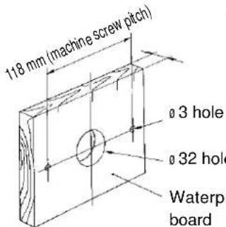 118 mm (machine screw pitch) Ø 3 hole Ø 32 hole Waterproof board