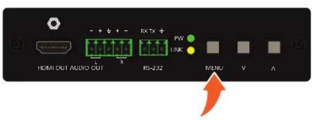 HDMI OUT AUDIO OUT RX TX + PW LINK RS-232 MENU V A