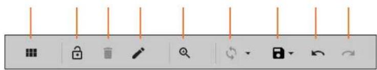 Toolbar with icons for file operations, zoom, edit, search, refresh, download, and save functions