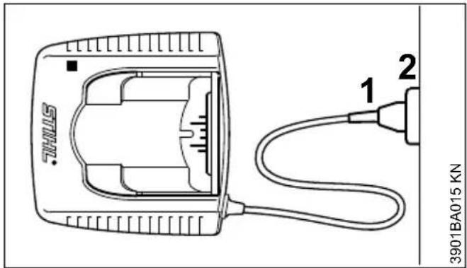 STIHL TSA 230 - Elektrisk anslutning av laddaren - 1