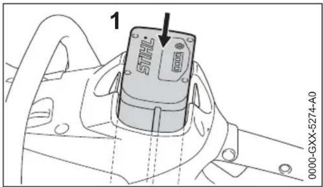 STIHL TSA 230 - Sätt i ackumulatorn - 1