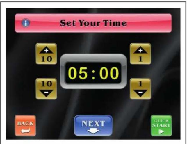 Set Your Time 05:00 BACK NEXT QUICK START