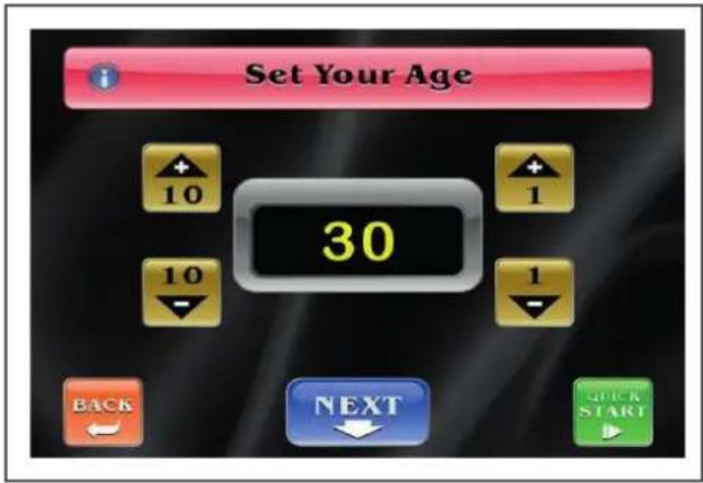 Set Your Age 10 30 10 1 BACK NEXT QUICK START