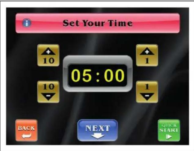 Set Your Time 05:00 BACK NEXT QUICK START