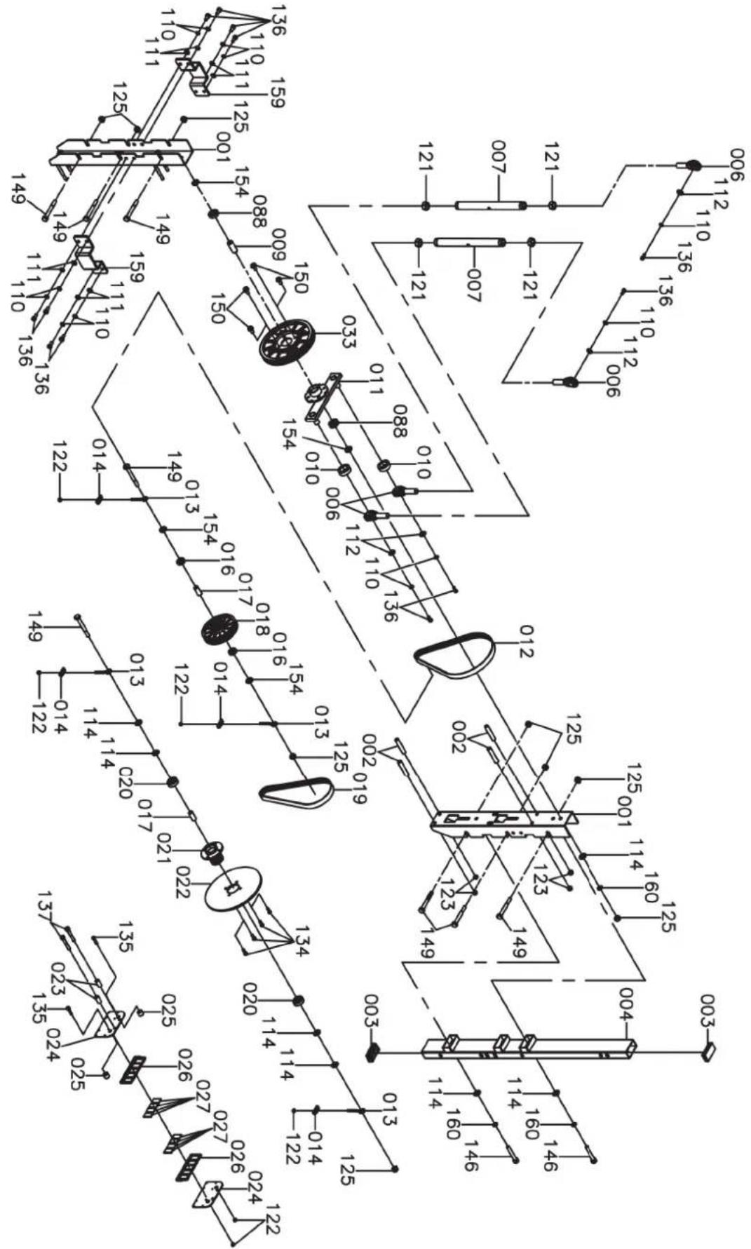 Technical schematic diagram with numbered components and dimension annotations, likely from an engineering or mechanical drawing.