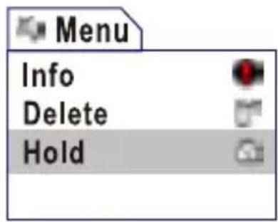 Menu Info Delete Hold