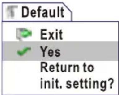 Default Exit Yes Return to init. setting?
