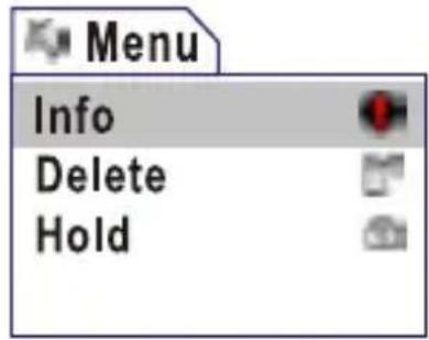 Menu Info Delete Hold