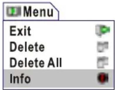 Menu Exit Delete Delete All Info