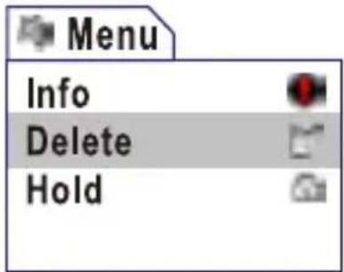 Menu Info Delete Hold