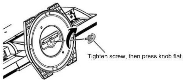 Tighten screw, then press knob flat.