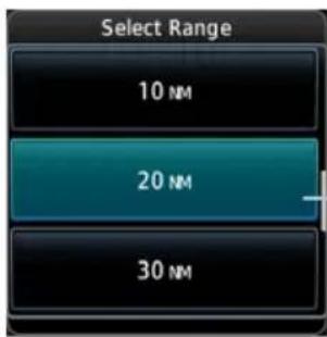 Select Range 10 NM 20 NM 30 NM