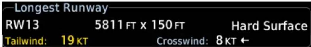 Longest Runway RW13 5811 FT x 150 FT Hard Surface Tailwind: 19 KT Crosswind: 8 KT ←