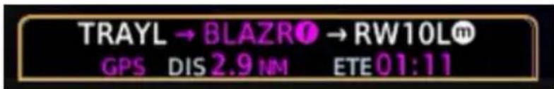 TRAYL → BLAZRO → RW10L® GPS DIS 2.9 NM ETE 01:11