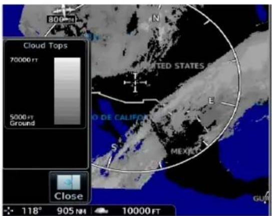 800 FT N Cloud Tops 70000 FT 5000 FT Ground UNITED STATES E O DE CALIFOT S MEXICO Close 118° 905 NM 10000 FT