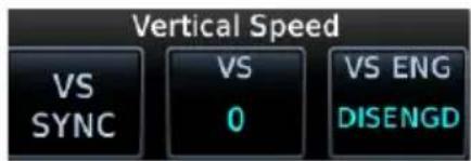 Vertical Speed VS SYNC VS 0 VS ENG DISENGD