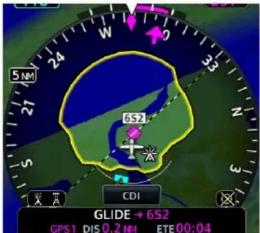 5 NM 27 6S2 CDI GLIDE + 6S2 GPS1 DIS 0.2 NM ETE00:04