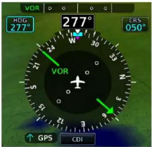 VOR HDG 277° 277° CRS 050° VOR GPS CDI