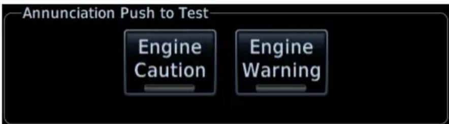 Annunciation Push to Test Engine Caution Engine Warning