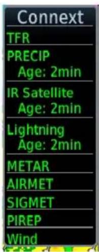 Connext TFR PRECIP Age: 2min IR Satellite Age: 2min Lightning Age: 2min METAR AIRMET SIGMET PIREP Wind