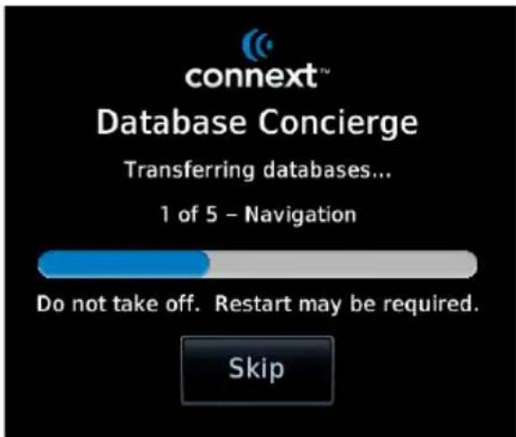 connext™ Database Concierge Transferring databases... 1 of 5 – Navigation Do not take off. Restart may be required. Skip