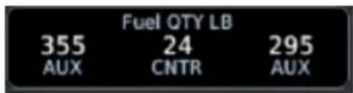 Fuel QTY LB 355 24 295 AUX CNTR AUX