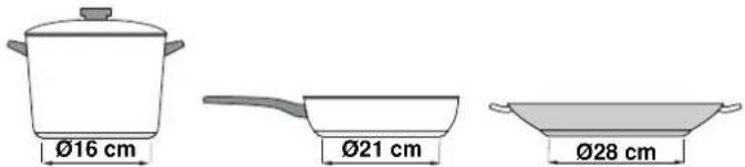 Ø16 cm Ø21 cm Ø28 cm