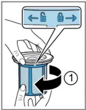 Diagram illustrating a lock mechanism with labeled arrows and a numbered step indicator