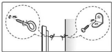 Diagram showing two mechanical components with arrows indicating motion, including a screw and a bracket with a handle.