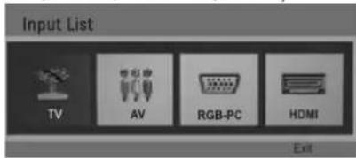 Input List TV AV RGB-PC HDMI Exit