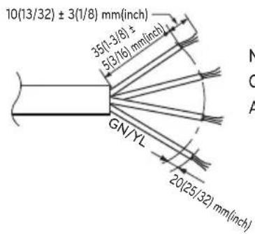 10(13/32) ± 3(1/8) mm(inch) 35(1-3/8) ± 5(3/16) mm(inch) GN/YL 20(25/32) mm(inch)