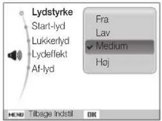 SAMSUNG ST94 - Aktivering af indstillingsmenuen - 2