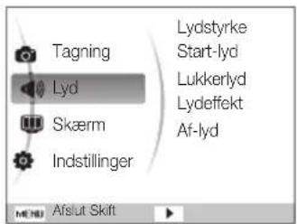 SAMSUNG ST94 - Aktivering af indstillingsmenuen - 1