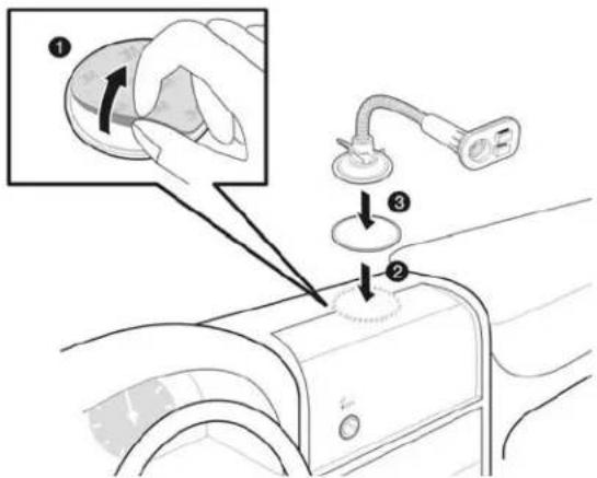 Diagram showing a hand holding a device with labeled parts, including a magnified view of the device's tip and adjustment arrows.