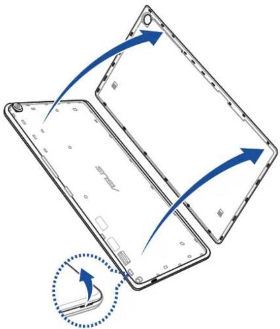 Diagram of a smartphone showing the blade and frame with blue arrows indicating rotation. No text or symbols present.