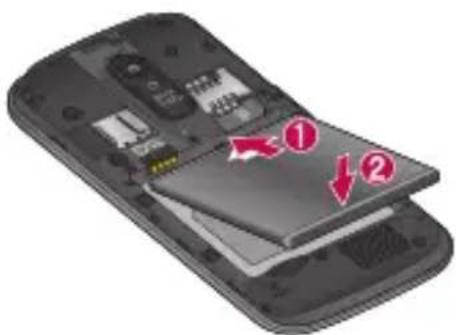 LG Optimus True - Sätta i SIM-kortet och batteriet - 3