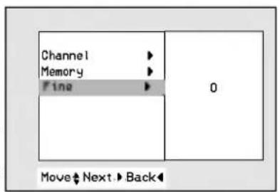 Channel Memory Fine 0 Move Next Back