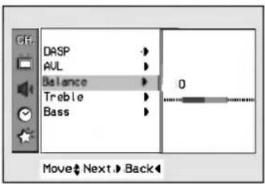 DASP AUL Balance Treble Bass Move Next Back
