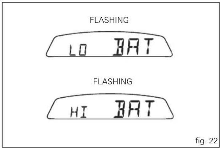 FLASHING LO BAT FLASHING HI BAT fig. 22