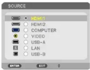 SOURCE HDMI1 HDMI2 COMPUTER VIDEO USB-A LAN USB-B ENTER EXIT