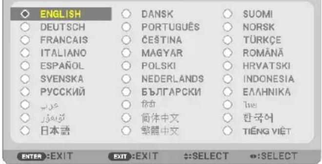 ENGLISH DEUTSCH FRANCAIS ITALIANO ESPAÑOL SVENSKA PYCCKIÑ عَرَابِ تُواْهُرْ 日本語 DANSK PORTUGUÊS ČEŠTINA MAGYAR POLSKI NEDERLANDS БЪЛГАРСКИ شَلْدًا 简体中文 繁體中文 SUOMI NORSK TÜRKÇE ROMÄNÄ HRVATSKI INDONESIA ЕЛАННИКА live 한국어 TIĚNG VIĚT ENTER :EXIT EXIT :EXIT :SELECT :SELECT