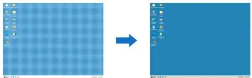 Screenshot showing a desktop computer setup with icons and a blue transformation arrow, indicating file orientation or modification.