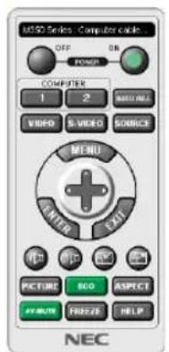 U500 Series Computer cycle OFF ON POWER COMPUTER 1 2 MENU VIDEO S VIDEO SOURCE MENU ENTER EXIT PICTURE SCO ASPECT AVENUE FREEZE HELP NEC