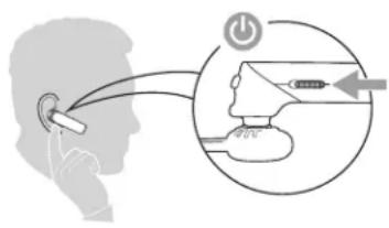Diagram illustrating ear health monitoring with labeled ear area, hand gesture, and diagnostic device